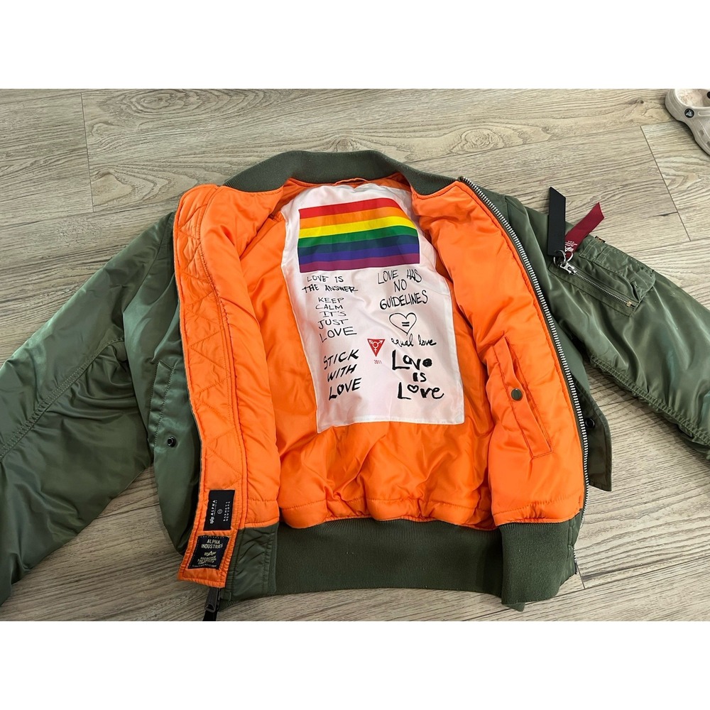 Alpha Industries MA-1 Reversible Bomber Jacket 2017 Pride Love Is Love Green